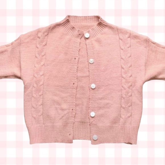 Zaful Pink Cable Knit Button Up Cardigan - Picture 4 of 5